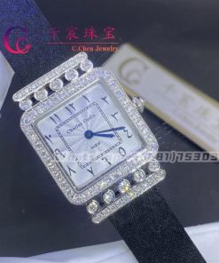 Charles Oudin Pansy Retro 24mm Black Satin Silk Strap And Diamond Watch Arabic Style