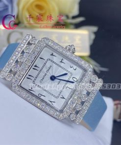 Charles Oudin Pansy Retro 24mm Light-Blue Satin Silk Strap And Diamond Watch Arabic Style