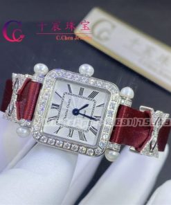 Charles Oudin Pansy Retro Quartz 20mm Silk, Diamond Watch with Elements Roman Style