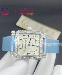 Charles Oudin Pansy Retro with Pearls Watch Medium 24mm Arabic Style Baby Blue Straps