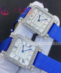 Charles Oudin Pansy Retro with Pearls Watch Medium 24mm Arabic Style Blue Straps