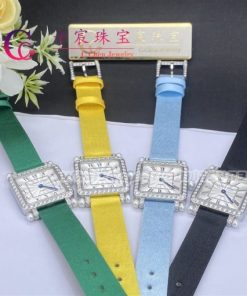 Charles Oudin Pansy Retro with Pearls Watch Medium 24mm Arabic Style Green Straps