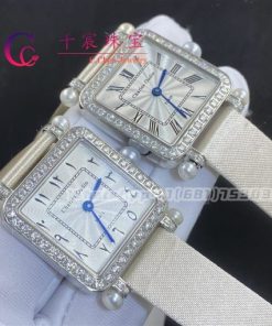 Charles Oudin Pansy Retro with Pearls Watch Medium 24mm Arabic Style White Straps