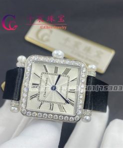 Charles Oudin Pansy Retro with Pearls Watch Medium 24mm Black Straps