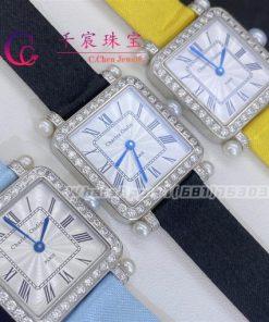 Charles Oudin Pansy Retro with Pearls Watch Medium 24mm Yellow Straps