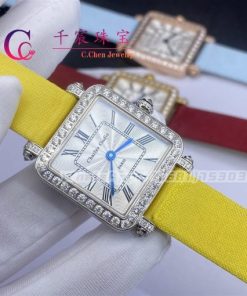 Charles Oudin Pansy Retro with Pearls Watch Medium Yellow Straps 24mm