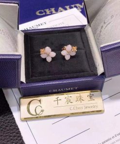 Chaumet Hortensia Aube Rosee Pink Gold Diamond Opal Earrings 083538