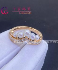 Chaumet Jos??phine Aigrette Pav?? Diamond Ring In Rose Gold, Set With Pearls And Diamonds 084408