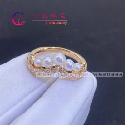 Chaumet Jos??phine Aigrette Pav?? Diamond Ring In Rose Gold, Set With Pearls And Diamonds 084408