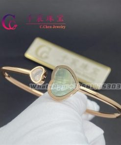 Chopard Happy Hearts Bangle Rose Gold Diamond Black Tahitian Mother-of-pearl @857482-5310