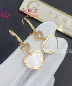 Chopard Happy Hearts Earrings, Ethical Rose Gold, Diamonds Mother-of-pearl 837482-5310