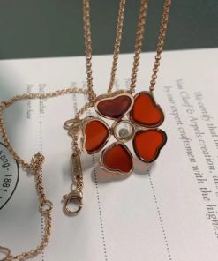 Chopard Happy Hearts Flowers Pendant Rose Gold Red Stone 79A085-5811