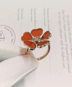 Chopard Happy Hearts Flowers Ring Rose Gold Red Stone @82A085-5800