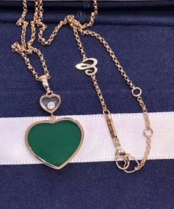 Chopard Happy Hearts Pendant Rose Gold Diamond Green Agate 797482-5101