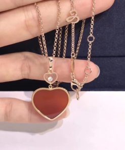 Chopard Happy Hearts Pendant Rose Gold Diamond Red Stone 797482-5801
