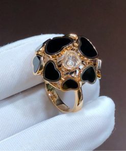 Chopard Happy Hearts Rose Gold Onyx Diamond Ring