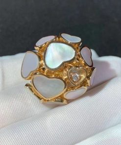 Chopard Happy Hearts Rose Gold Pearl Diamond Ring 827482-5300