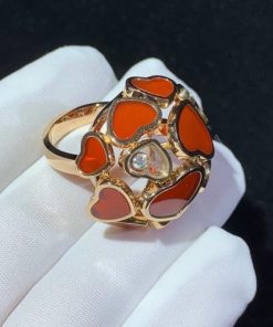Chopard Happy Hearts Rose Gold Red Stone Diamond Ring