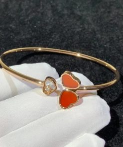 Chopard Happy Hearts Wings Bangle Rose Gold Red Stone @85A083-5800