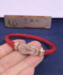 Fred Chance Infinie Bracelet Pink Gold and Diamonds Large Model Red Cable 0B0102-6B0217