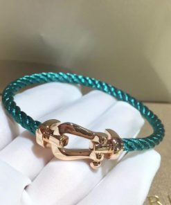Fred Force 10 Bracelet Rose Gold Large Model and Riviera Blue Corderie 0B0007- 6B1178