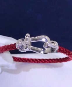 Fred Force 10 Bracelet white gold and diamonds large model Red Cable 0B0026-6B0217