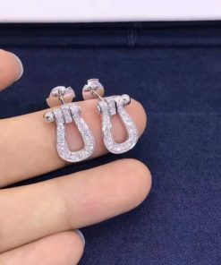 Fred Force 10 Earrings 18k White Gold and Diamonds Medium Model -8B0234