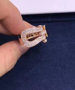 Fred Force 10 Ring Large Model 18k Pink Gold and Diamonds 4B0411