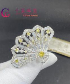 Garrard Fanfare Symphony Diamond and Yellow Sapphire Ring In 18ct White Gold with White Agate 2017362