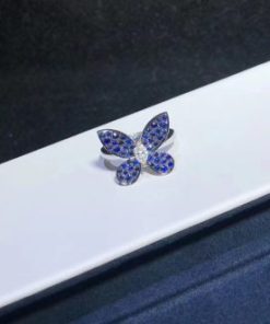 Graff Butterfly Pave Blue Sapphire Ring RGR257
