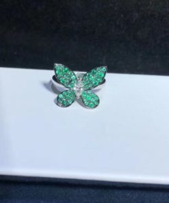 Graff Butterfly Pave Emeralds Ring RGR256