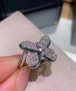 Graff Princess Butterfly Ring with Emeralds and Diamonds RGR560