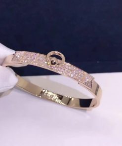 Herm??s Collier de chien Bracelet in rose gold set with diamonds H214444B