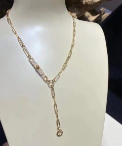 Herm??s Kelly Chaine lariat Lariat necklace in yellow gold set with diamonds