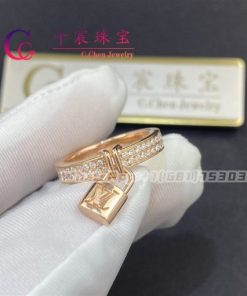 Lockit Diamond Pave Dangling Lock Ring