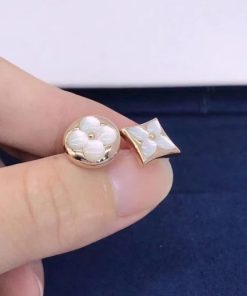 Louis Vuitton 18k Pink Gold Mother of Pearl Color Blossom Star & Sun Stud Earrings Q96426