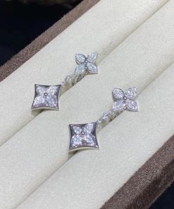 Louis Vuitton Color Blossom Long Earrings White Gold And Diamonds Q96501