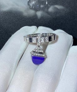 Marli Cleo Charm Diamond Ring In White Gold Lapis Lazuli CLEO-R42
