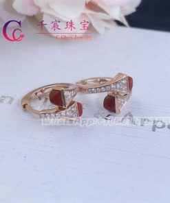 Marli Cleo Diamond Huggie Earrings In Rose Gold Red Agate CLEO-E20
