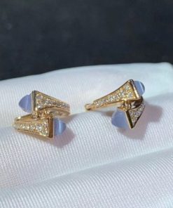 Marli Cleo Diamond Huggie Earrings In Rose Gold Sea Blue Chalcedony CLEO-E20