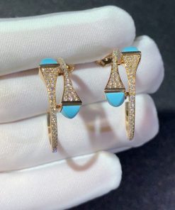 Marli Cleo Diamond Midi Hoop Earrings In Rose Gold Turquoise CLEO-E15