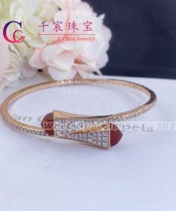 Marli Cleo Diamond Midi Slip-On Bracelet In Rose Gold Red Agate CLEO-B47