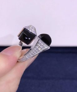 Marli Cleo Diamond Ring In White Gold Black Onyx CLEO-R5