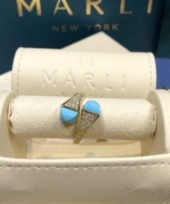Marli Cleo Diamond Ring In Yellow Gold Turquoise CLEO-R5