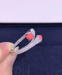 Marli Cleo Diamond Slim Ring In White Gold Pink Coral CLEO-R1