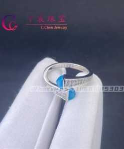 Marli Cleo Diamond Slim Ring In White Gold Sea Blue Chalcedony CLEO-R1