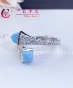 Marli Cleo Diamond Slim Ring In White Gold Turquoise CLEO-R1