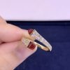 Marli Cleo Diamond Slim Ring In Yellow Gold Red Agate CLEO-R1