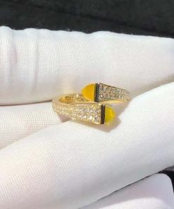 Marli Cleo Diamond Slim Ring In Yellow Gold Yellow Quartzite CLEO-R1