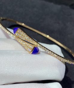 Marli Cleo Diamond Slim Slip-On Bracelet In Rose Gold Lapis Lazuli CLEO-B1